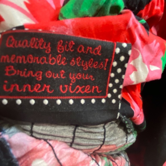 Voodoo Vixen Floral Black & Red Floral Swing Dress - Picture 6 of 10